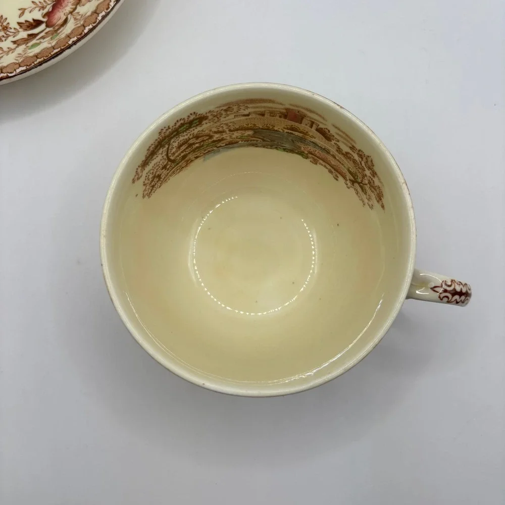 Vintage Ridgway Woodland Brown Teacup‎ and Saucer Set Made in England